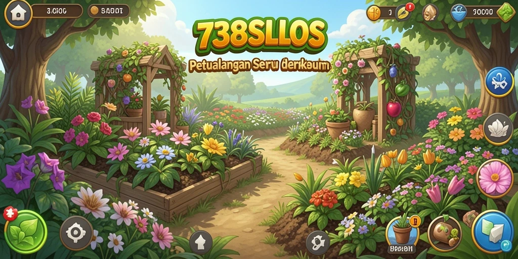 Tampilan gameplay 738SLOTS yang memukau dalam bercocok tanam.