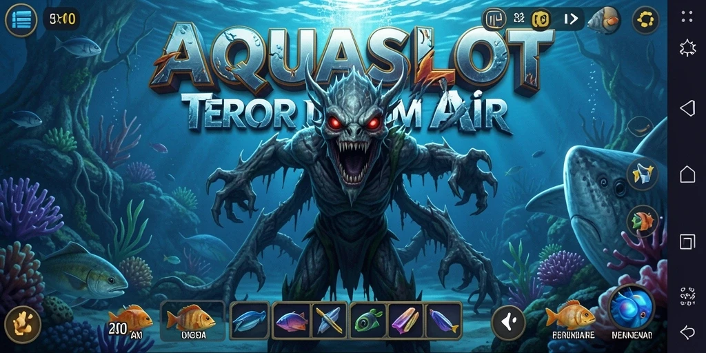Screenshot gameplay AQUASLOT yang menampilkan suasana mencekam dan menegangkan.