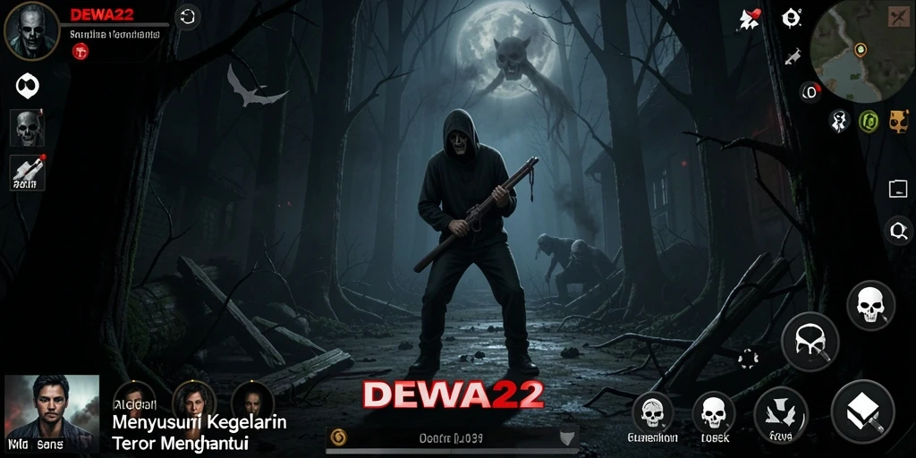 Screenshot DEWA22 menampilkan suasana gameplay yang mencekam dan kegelapan yang menyelimuti.