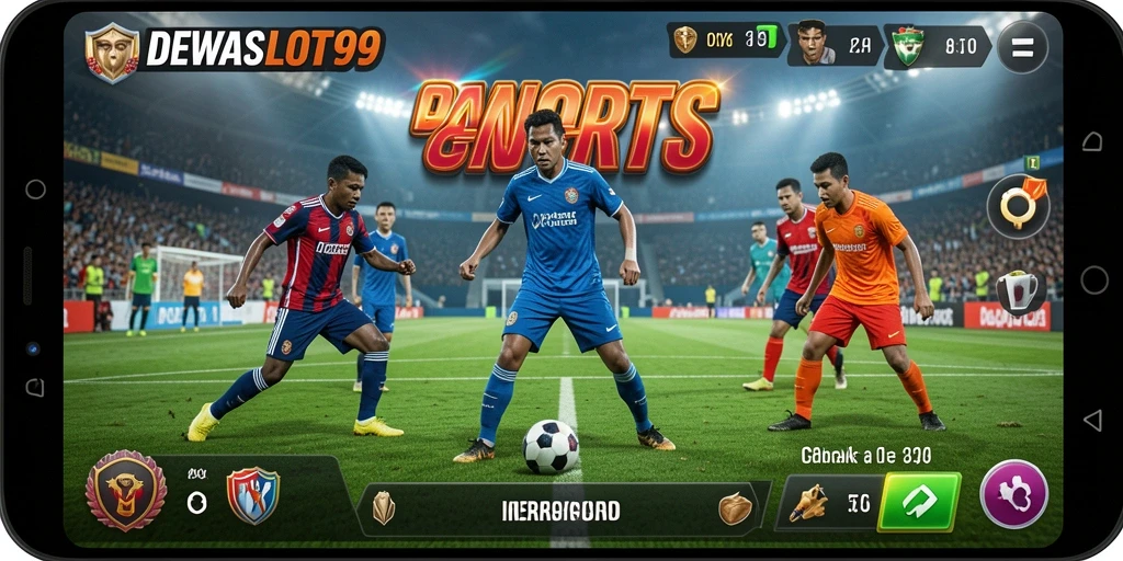 Screenshot gameplay DEWASLOT99 menunjukkan pertandingan olahraga yang intens.