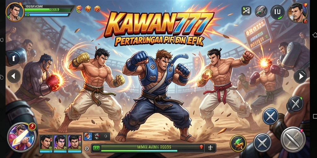 Screenshot gameplay KAWAN777 yang menunjukkan aksi bertarung seru.