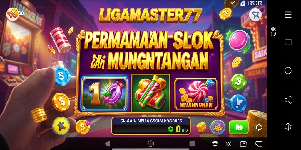 Screenshot gameplay LIGAMASTER77 menampilkan slot yang penuh warna dan efek menarik.