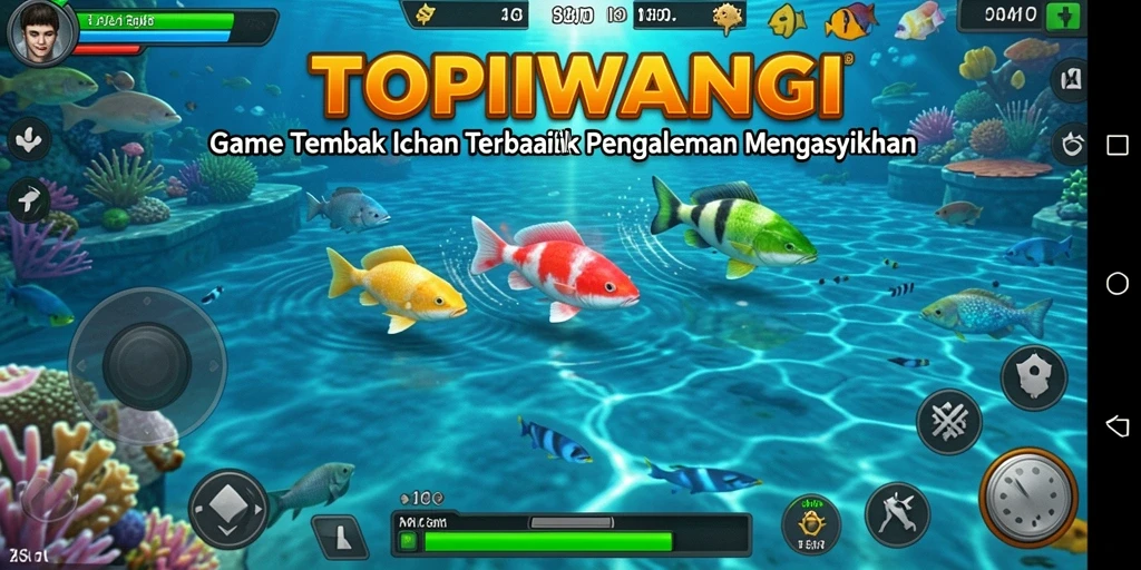 Gameplay menembak ikan yang seru dan penuh warna di TOPIWANGI.